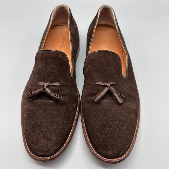 Beckett Simonon Tassel Loafers in Brown Suede Men's Size 8 Handmade MSRP $239 - Picture 1 of 11